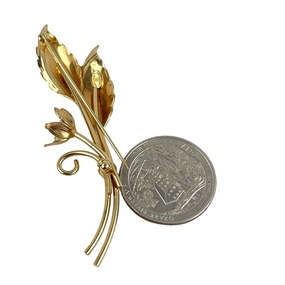 Danecraft Vintage 12K Gold Filled Flower Brooch Pin Signed Krementz Floral Desig - Picture 7 of 7
